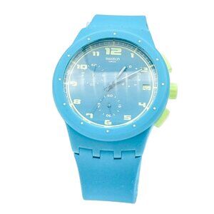 Swatch ACID DROP Chrono Blue Plastic Alarm And Date Watch SUSL400
